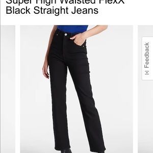 Express Super High Waisted FlexX Black Straight Jeans